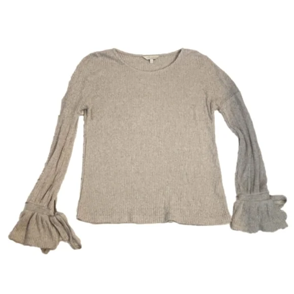Womens Lucky Brand gray long bell sleeve top with bows size S. - Picture 1 of 13